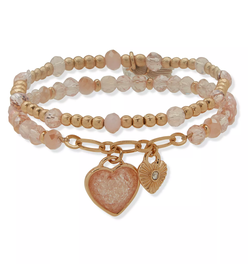 Multi-Stone Beaded Heart Stretch Bracelet