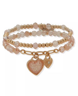 Multi-Stone Beaded Heart Stretch Bracelet