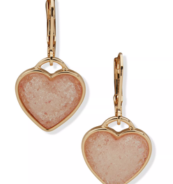 Blush Gold-Tone Blush Heart Drop Earrings