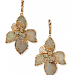 Multi-Stone Large Flower Drop Earrings
