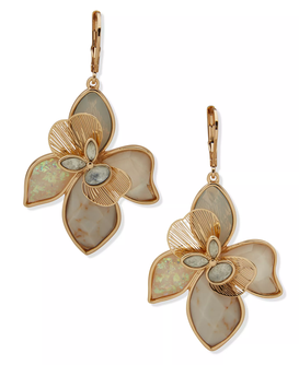 Multi-Stone Large Flower Drop Earrings