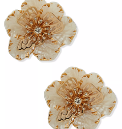 Multi-Stone Large Flower Stud Earrings