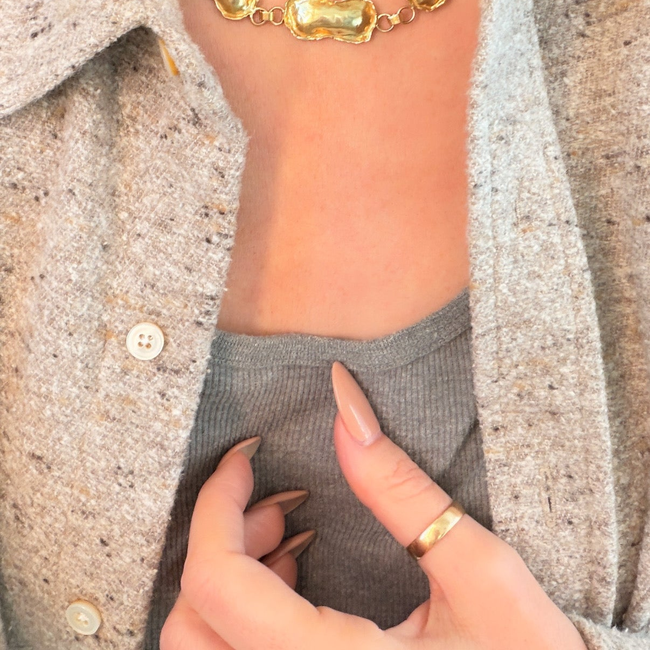 Vintage yellow 18K organic reversible petal chain, 16.5 inch-gallery-57436741632315