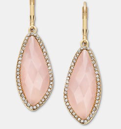 Gold-Tone Stone & Pavé Halo Drop Earrings