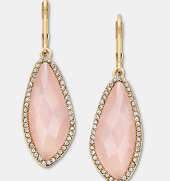 Gold-Tone Stone & Pavé Halo Drop Earrings