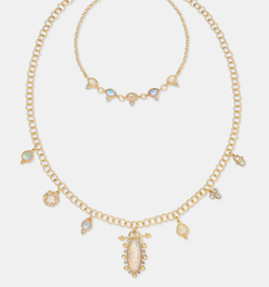 Two-Row Stone Pendant Necklace