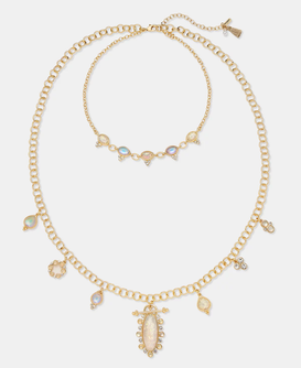 Two-Row Stone Pendant Necklace