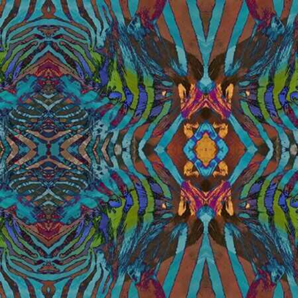 Peel and Stick Wallpaper - African Paint / Turquoise-gallery-30560064569457