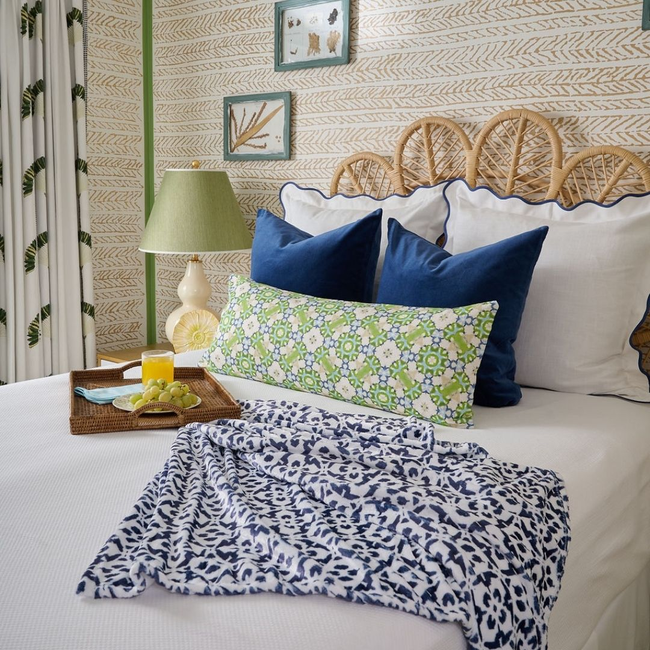 Porto Tiles Navy Fleece Blanket-gallery-43762551488760
