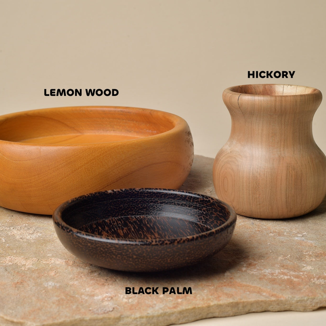 Lemon Wood Salad Bowl, Black Palm Bowl, and Hickory Vessel-gallery-38890370957490