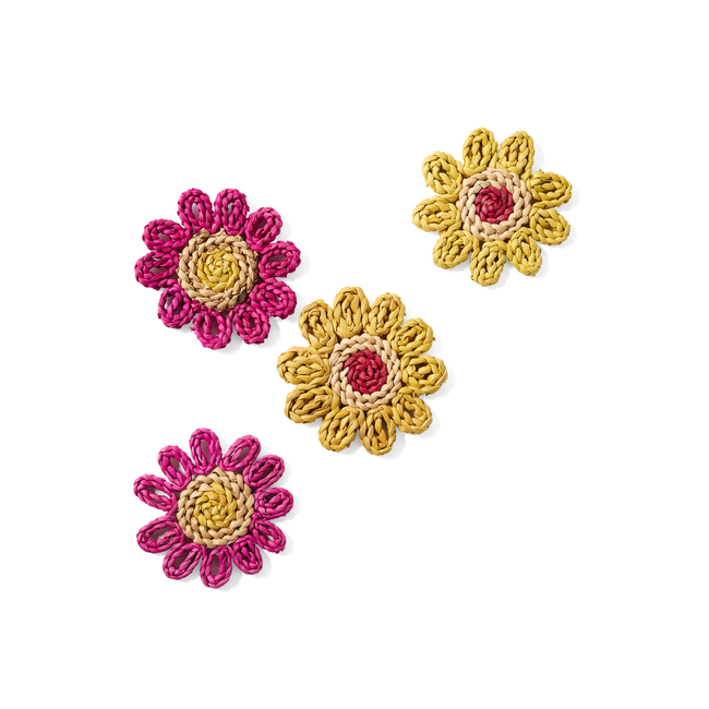 Island Weave Yellow Coasters (Set of 4)-gallery-47755561894169