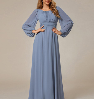 ever CELESTE|Chiffon Long Sleeve A-Line Round Neckline Formal Dress