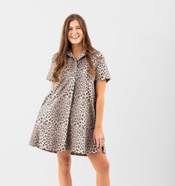 Weekender Short Dress - Khaki Leopard
