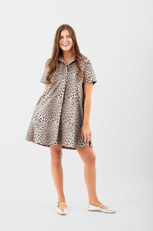 Weekender Short Dress - Khaki Leopard