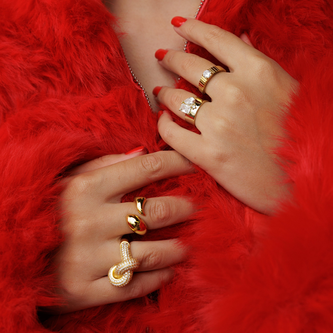 Gold Vermeil Pave Knot Ring-gallery-34162607784011