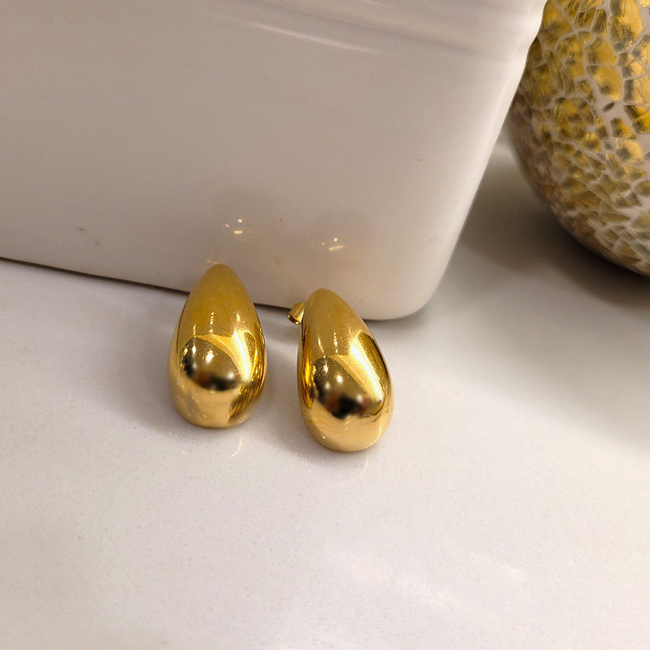 Droplet Gold Stud Earrings-gallery-42474122543354
