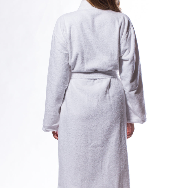 100% Turkish Cotton White Terry Kimono Bathrobe-gallery-46194265391363