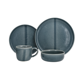 Svelte Deep 16pc Place Setting (Blue, Terra Cotta, White)