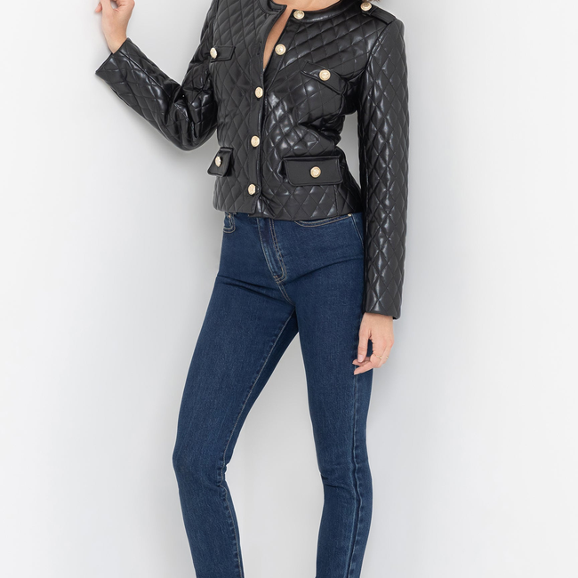 Brevel Quilted Vegan Leather Jacket-gallery-44646769459450