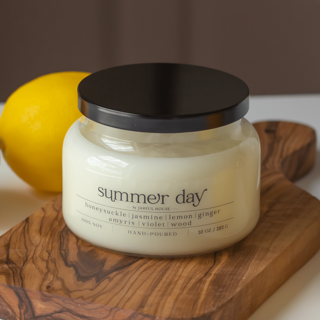 Summer Day Scented Soy Candle | Honeysuckle + Jasmine + Ginger - 10 oz-gallery-29352593719366