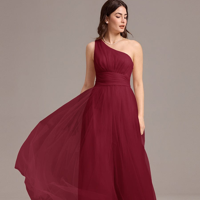 ever ARCADIA|Chic A-Line One-Shoulder Tulle Maxi Bridesmaid Dress-gallery-33342905548874