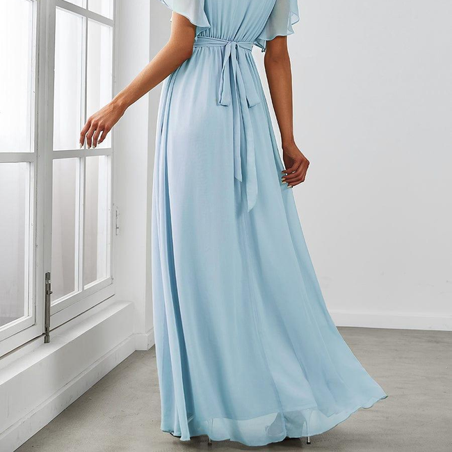 ever LEORA|Flowy Pleated A-Line Chiffon Tie-Waist Bridesmaid Dress-gallery-31317047476298