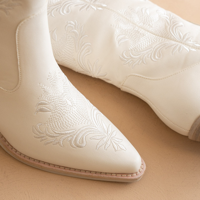 The Kamilla | White on White Embroidered Cowboy Boot For Bridal Or Festival-gallery-42229787721905