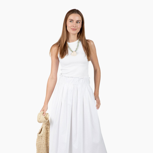Take Pause Poplin Maxi Skirt - Snow-gallery-51921947459872