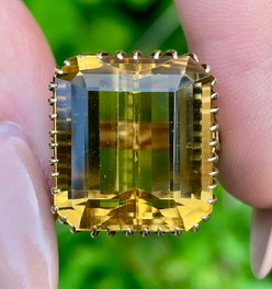 Vintage yellow 14K retro era Citrine ring, size 5.75 or 6