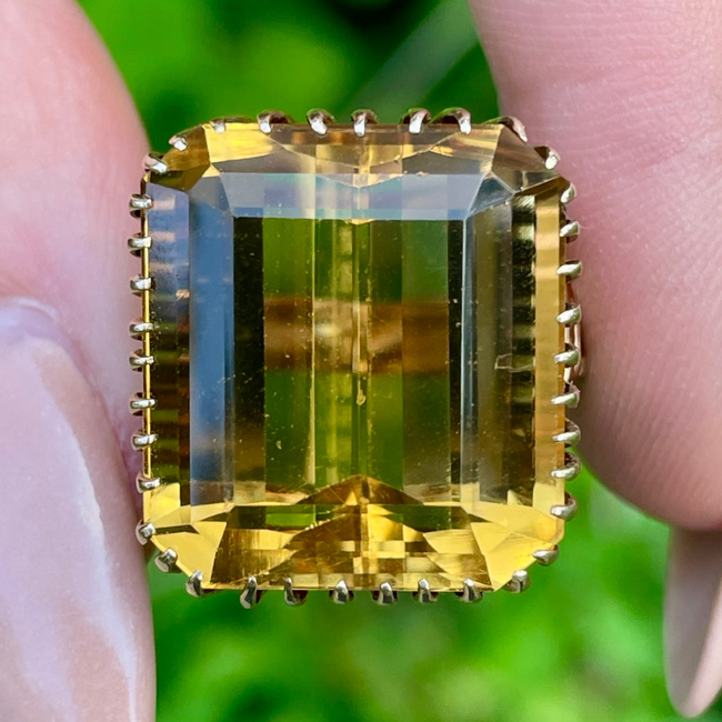 Vintage yellow 14K retro era Citrine ring, size 5.75 or 6-gallery-53768592654651