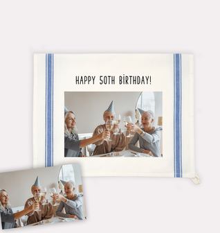 Custom Photo Vintage Blue Stripe Towel