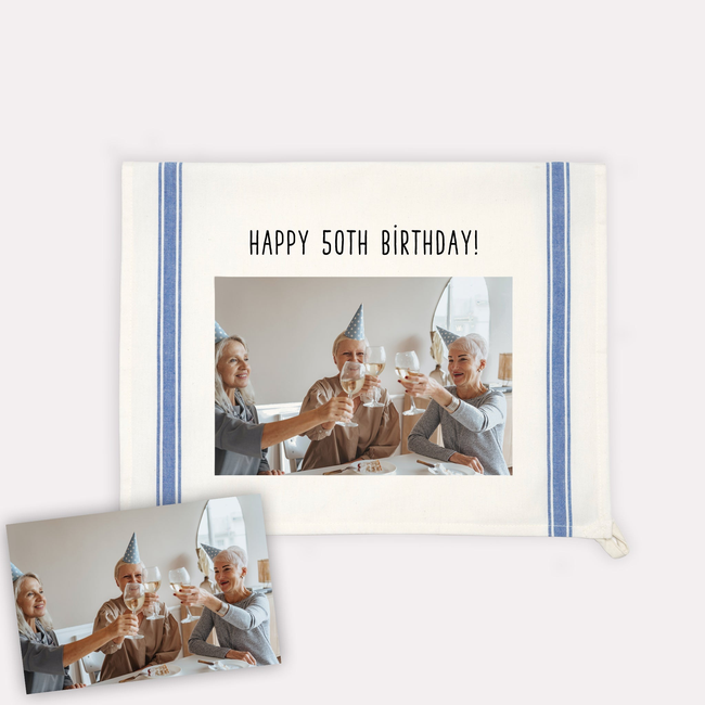 Custom Photo Vintage Blue Stripe Towel-gallery-38233197674719