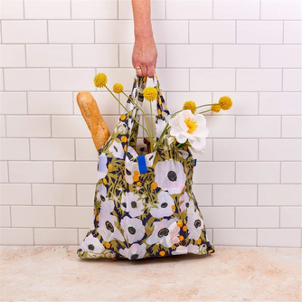 Anemone Poppy blu Reusable Shopping Bag