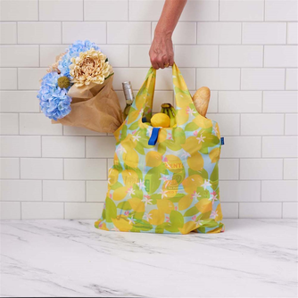 Lemon Blossoms blu Reusable Shopping Bag