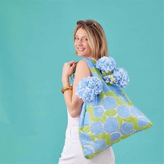 Blue Hydrangea blu Reusable Shopping Bag