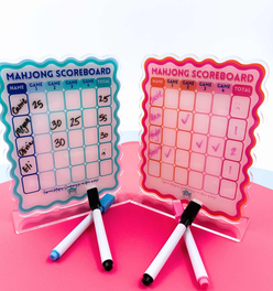 Mahjong Scoreboard (2 color combos) | Scalloped Dry Erase Board with Stand & Markers