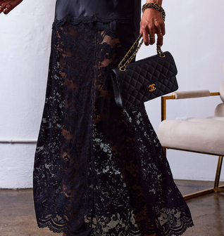 Perrine Lace Combo Satin Skirt