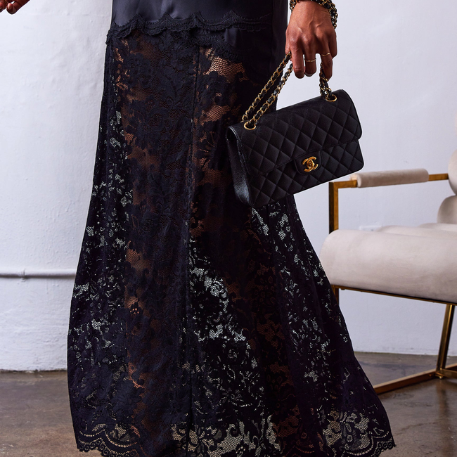 Perrine Lace Combo Satin Skirt-gallery-44937883058426