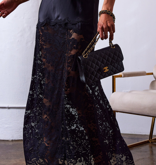 Perrine Lace Combo Satin Skirt