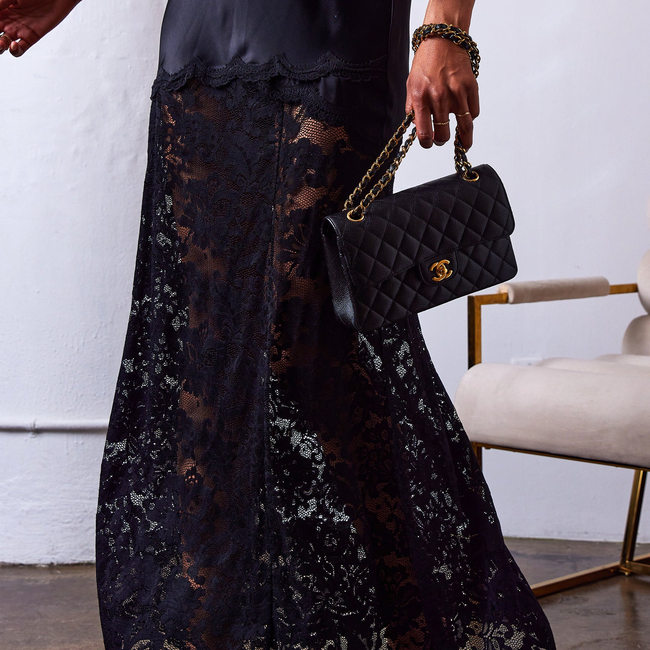 Perrine Lace Combo Satin Skirt-gallery-44937883058426