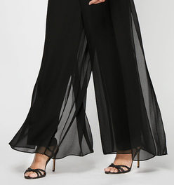Straight Leg Pant with Georgette Split Leg Overlay