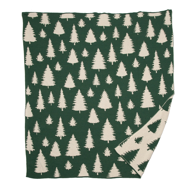 Fir Trees Reversible Throw Blanket-gallery-46682906165539