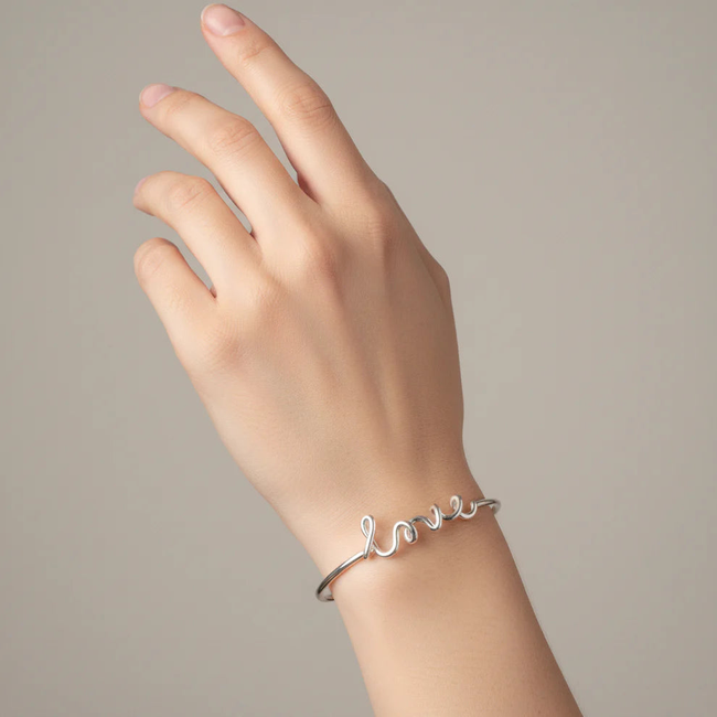 Love Cuff Bracelet - Sterling Silver-gallery-38086964904112