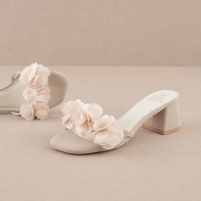 The Noor | Light Grey Romantic Petal Detail Heels-gallery-34702037024945