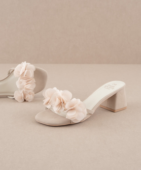 The Noor | Light Grey Romantic Petal Detail Heels