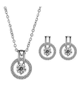 Cubic Zirconia Necklace and Earring Set