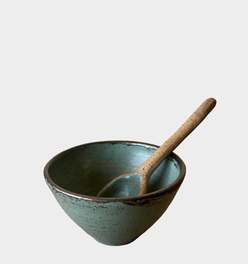 Mini Dip Bowl with Spoon in Echeveria Teal