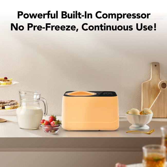 Whynter 0.8 Quart Compact Automatic Ice Cream Maker with Stainless Steel Bowl, Honey Peach ICM-080-H-gallery-45333631631608