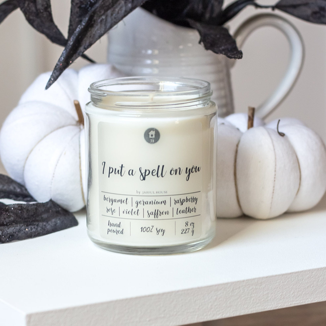 Halloween Candle I put a spell on you - 8 oz | Bergamot + Geranium + Rose + Violet + Raspberry + Saf-gallery-28424377565254