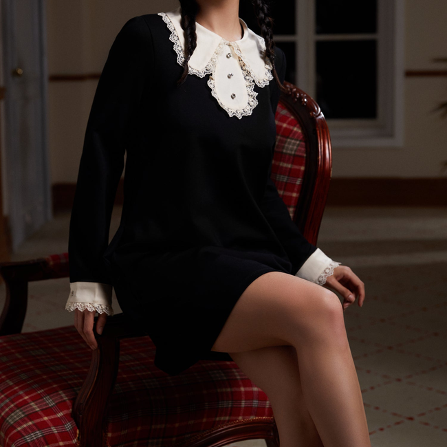Laced Leaf Shift Dress-gallery-37223067353259